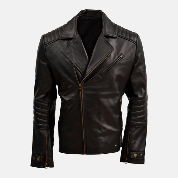 Men's Black Leather Moto Jacket