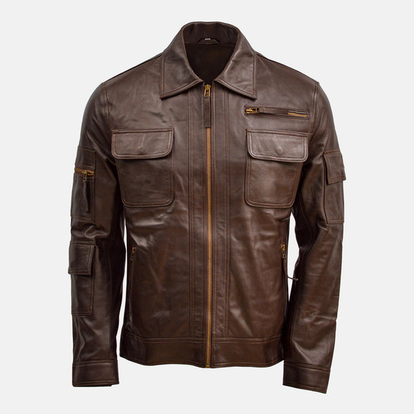 Men's Brown Leather Motorcycle Jacket