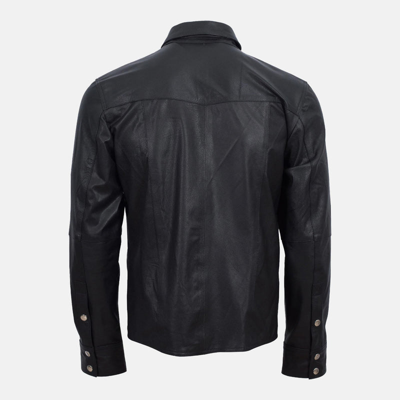 Madyan Black Summer Leather Shirt