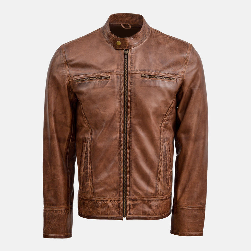Men's Brown Leather Waxed Jacket