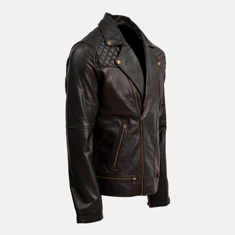 Shaigiri Black Leather Biker Jacket