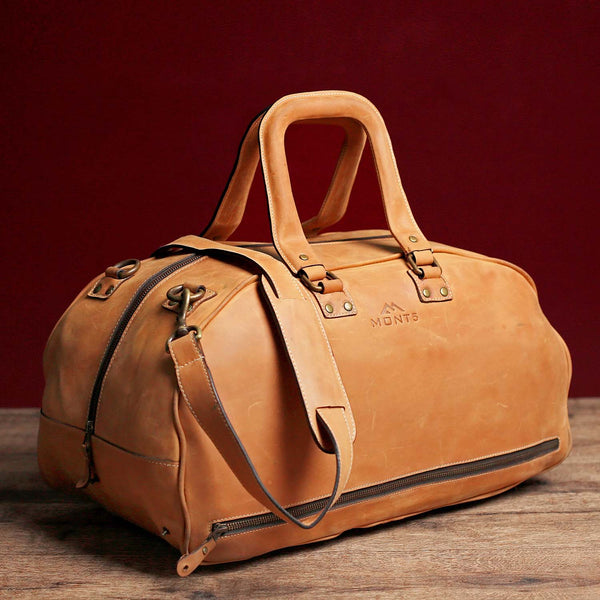 Tan Leather Duffel Bag