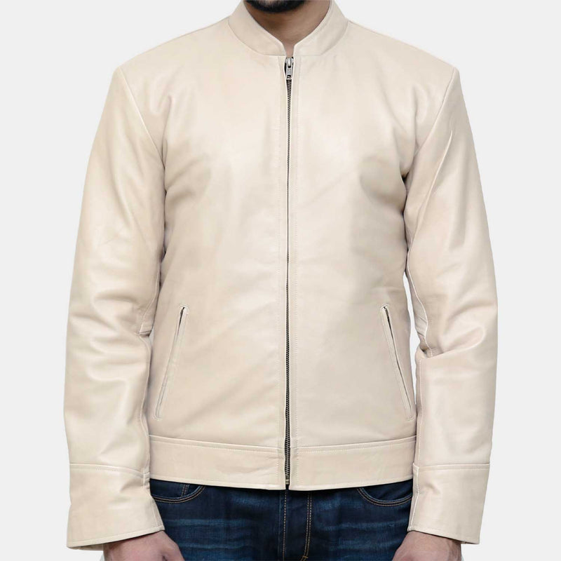 Baltoro Men's Beige Leather Jacket