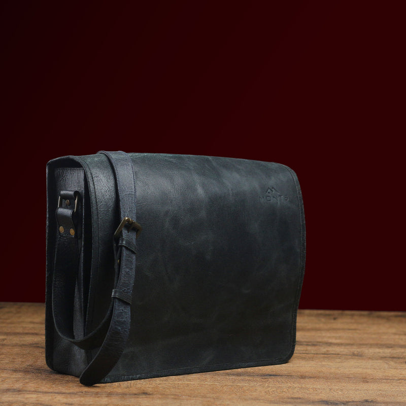 Black Leather Messenger Bag