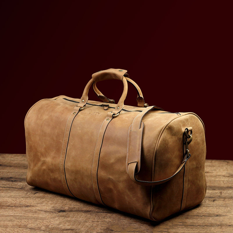 Tan Leather Duffle Bag