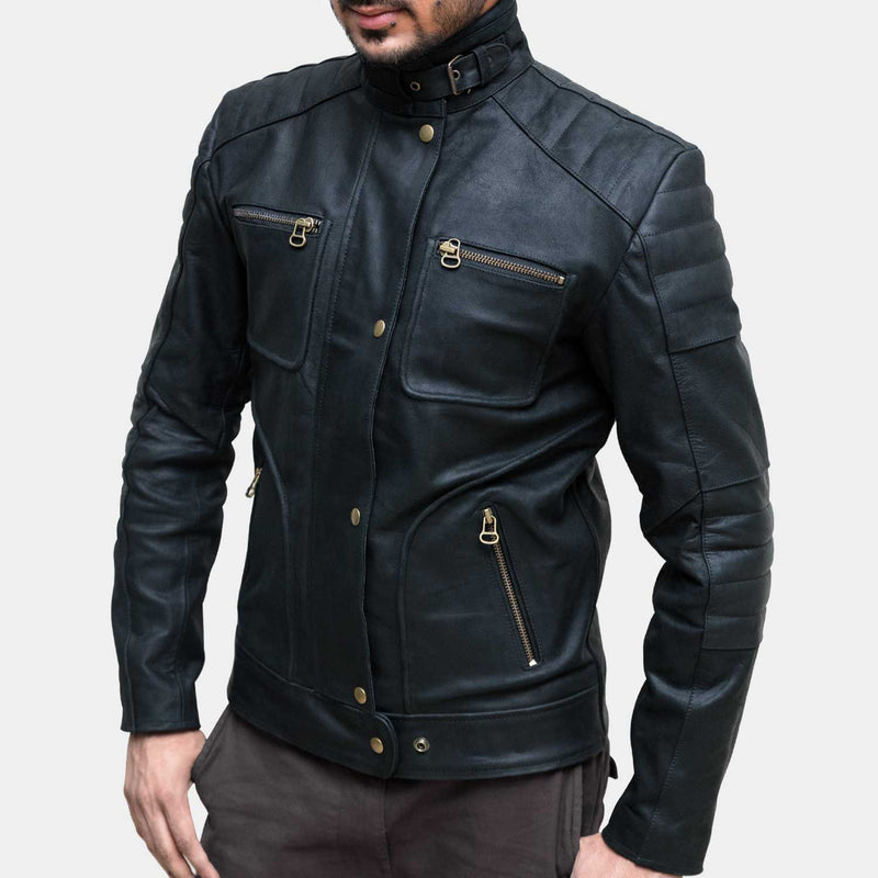Men Leather Motorcycle Jacket