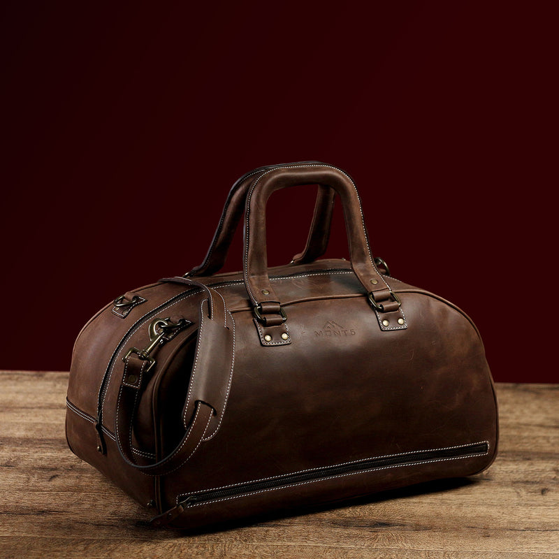 Brown Overnight Leather Weekender Travel Bag