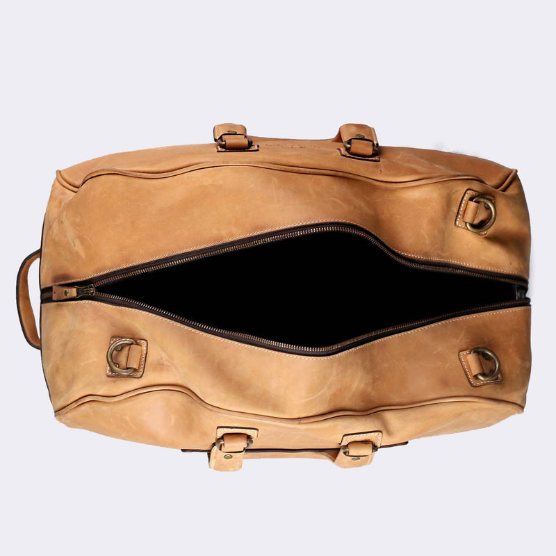 Gokina Tan Leather Duffle Bag