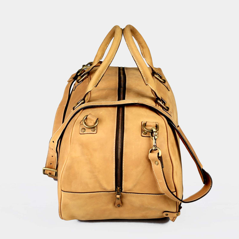 Gokina Tan Leather Duffle Bag