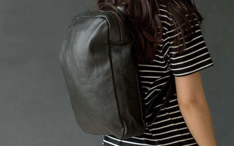 Black Leather Rucksack