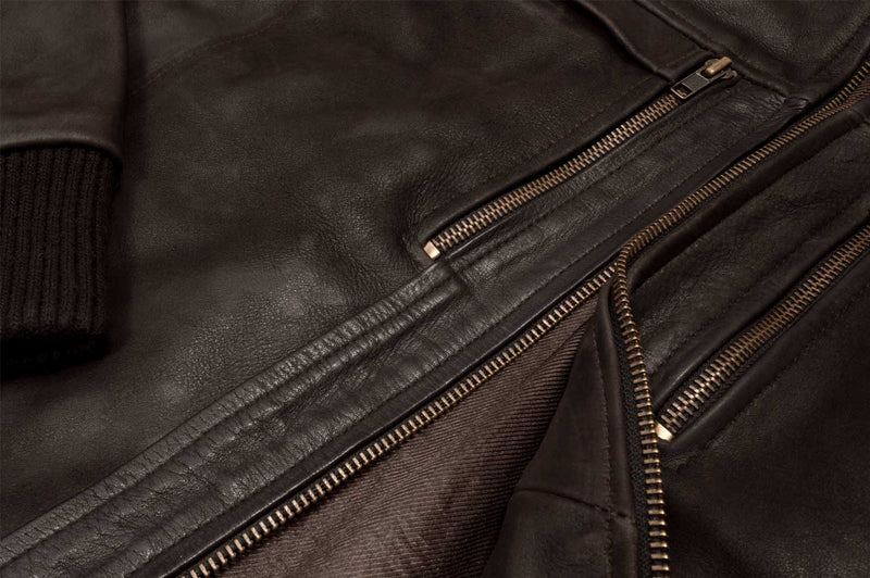 Men's Brown Vintage Leather Bomber Jacket
