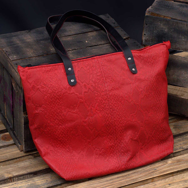 Satora Lightweight Red Leather Tote