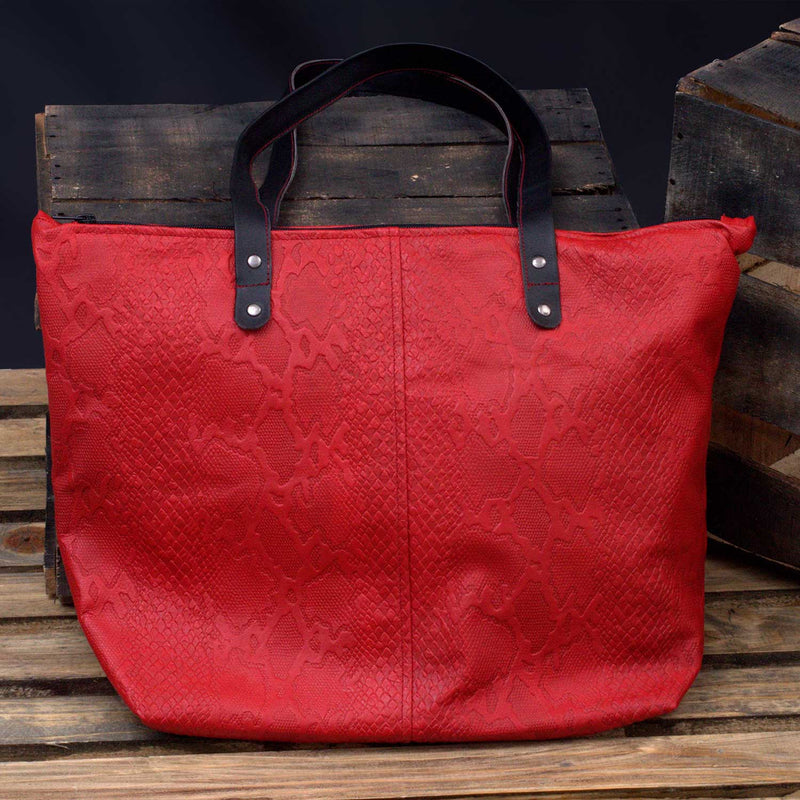 Satora Lightweight Red Leather Tote