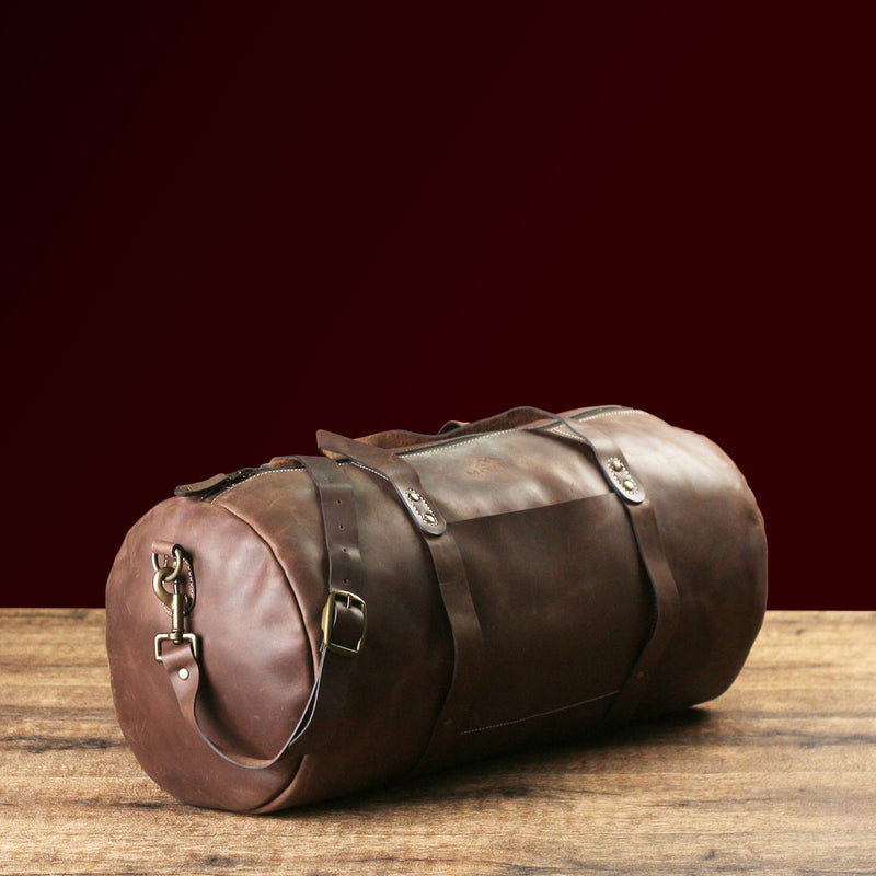 Vintage brown leather duffle bag Clearance