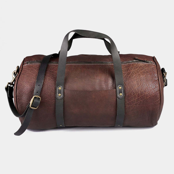 Maroon Leather Weekender Bag