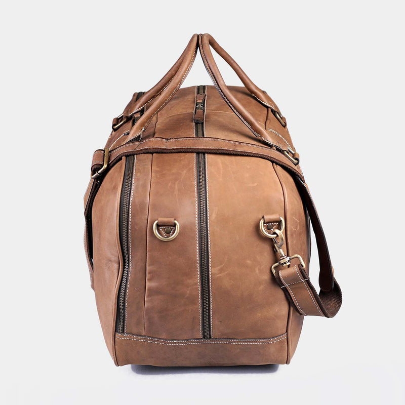 Gokina Tan Leather Duffle Bag