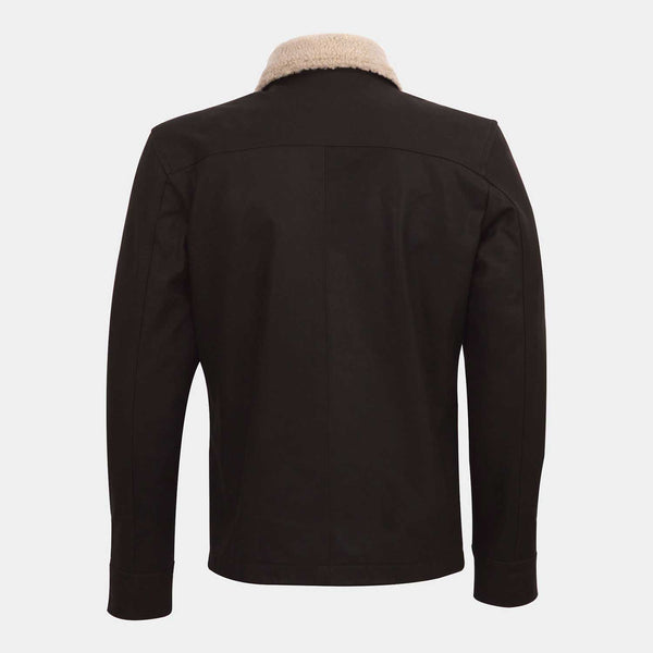 Men's Brown Fur Collar Leather Jacket