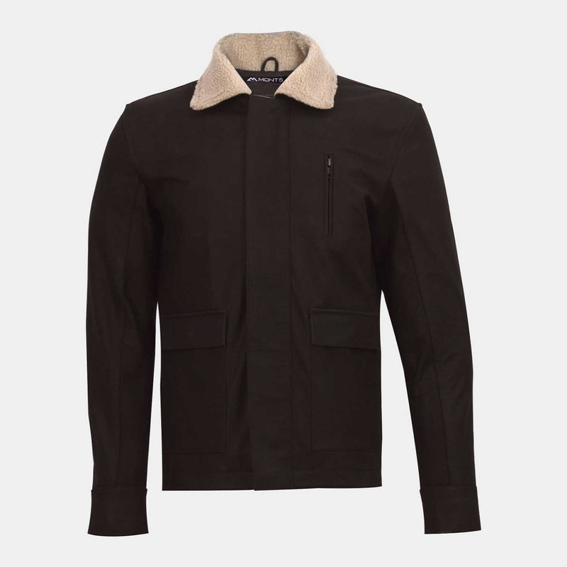 Full-grain Men's Fur Collar Leather Jacket