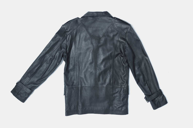 Men Black Leather Blazer Coat