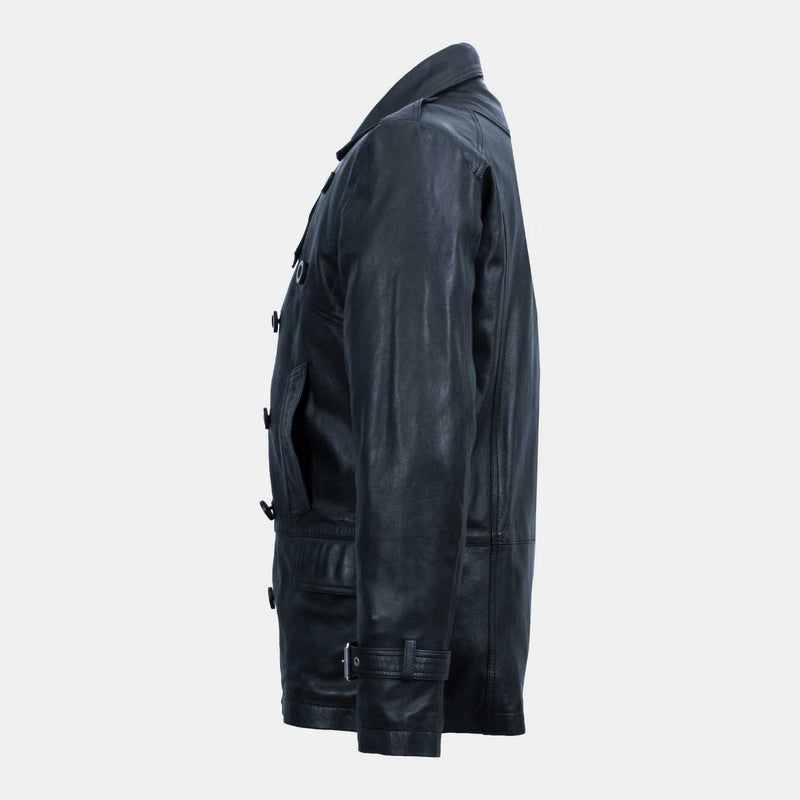 Men's Black Leather Sports Coat