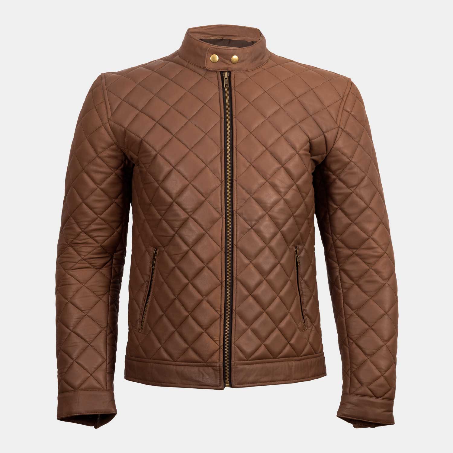 Tan Leather Jacket | Quilted Leather Jacket | MONT5