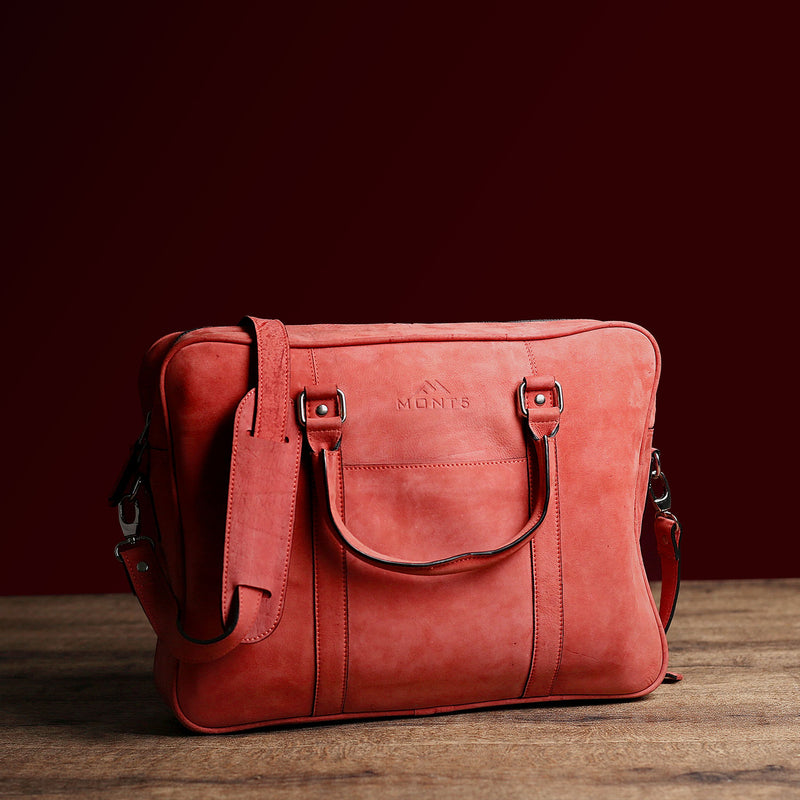 Leather Briefcase For Women l Pink Crossbody Bag MONT5